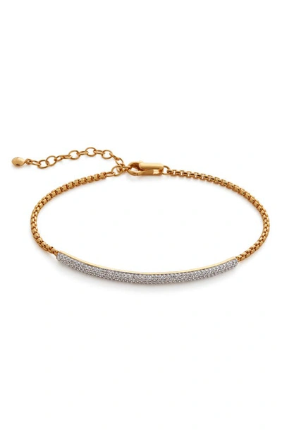Monica Vinader Fiji Pavé Diamond Mini Bar Bracelet In Yellow Gold