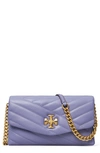 Tory Burch Kira Chevron Quilted Leather Wallet On A Chain In Dark Lotus