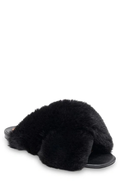 Bcbgmaxazria Thea Faux Fur Slipper In Black