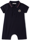 MONCLER BABY NAVY LOGO PATCH ROMPER