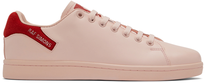 Raf Simons Orion Suede-trimmed Leather Senakers In Pink