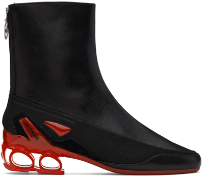Raf Simons Cycloid-4 Nylon And Suede-trimmed Leather Ankle Boots In Black