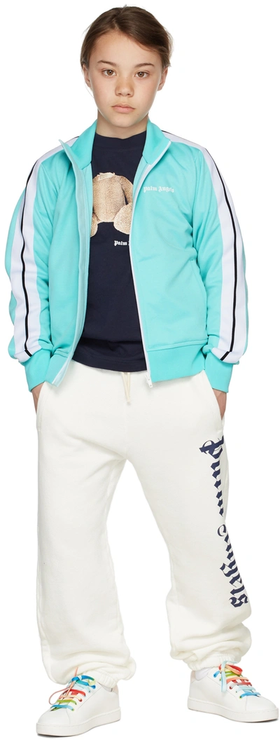 Palm Angels Kids Blue Classic Logo Track Jacket In Light Blue Whi