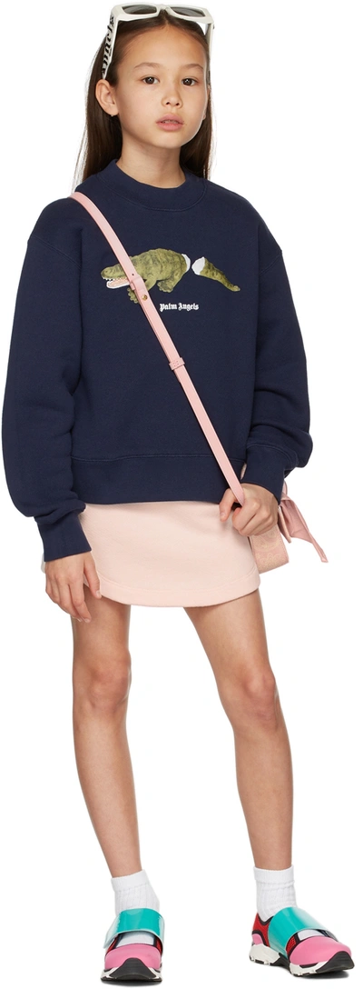 Palm Angels Kids Pink Logo Skirt In Pink Black