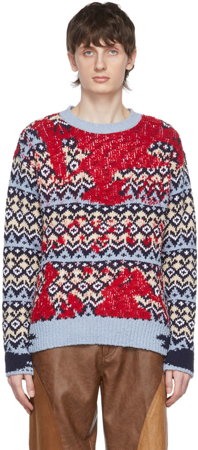 Andersson Bell Submerge Nordic Cotton Blend Jumper In Red/navy