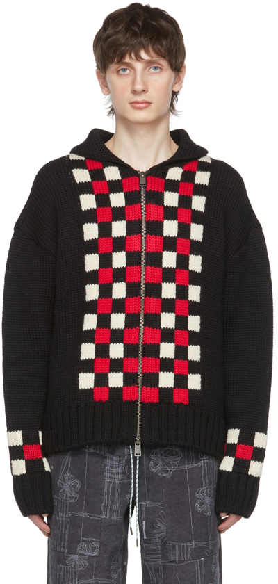 Andersson Bell Skull-motif Knitted Cardigan In Black