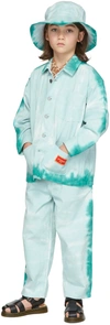 Wildkind Kids Blue & White Tony Tie-dye Jacket In Hand Dyed Twill