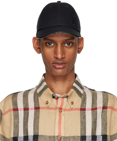 Burberry Monogram Motif Gabardine Baseball Cap In Black