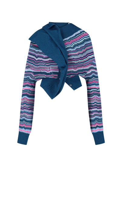 Kiko Kostadinov Women Tiwi Multi Cardigan In Bluette Stripe Kiko Kostadinov Women Tiwi Multi Cardigan In Bluette Stripe