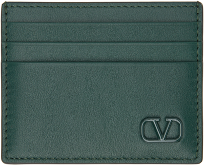 Valentino Garavani Green Vlogo Signature Card Holder In Js8 English Green