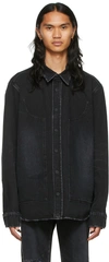 We11 Done Black Faded Denim Jacket In Wash Black