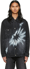 We11 Done Black Graphic Denim Jacket In Wash Black