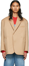 WE11 DONE BEIGE WOOL & POLYESTER BLAZER