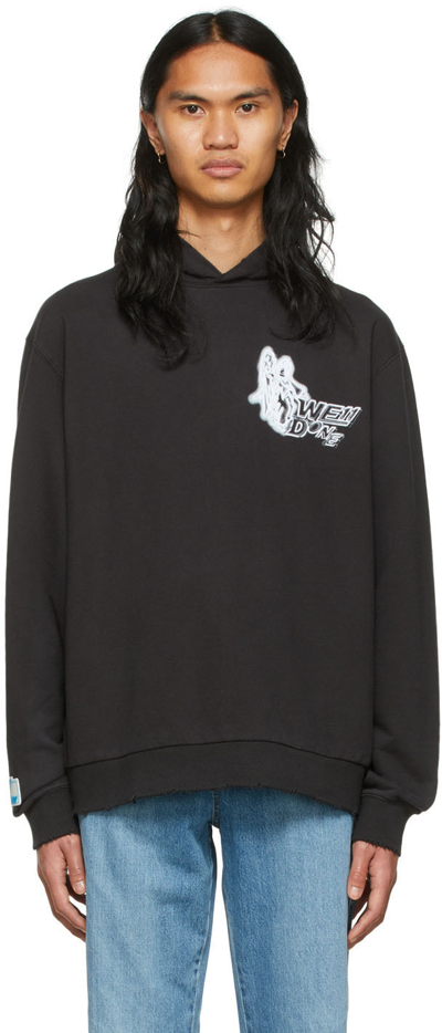 We11 Done Black Cotton Hoodie