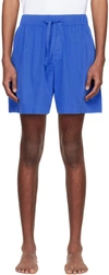 Tekla Blue Organic Cotton Pyjama Shorts In Royal Blue