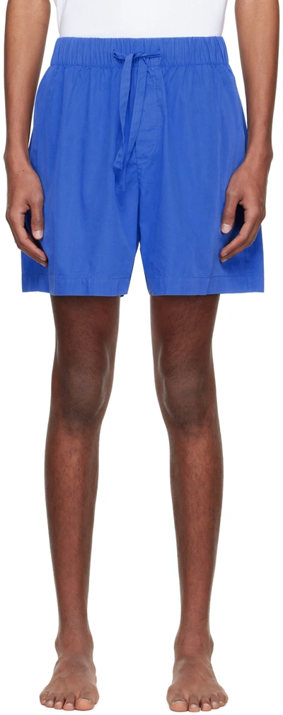 Tekla Blue Organic Cotton Pyjama Shorts In Royal Blue