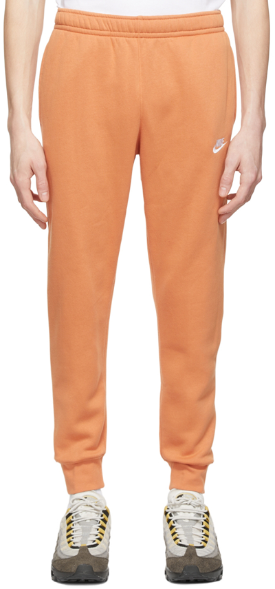 Nike Orange Cotton Lounge Pants In Hot Curry/hot Curry/