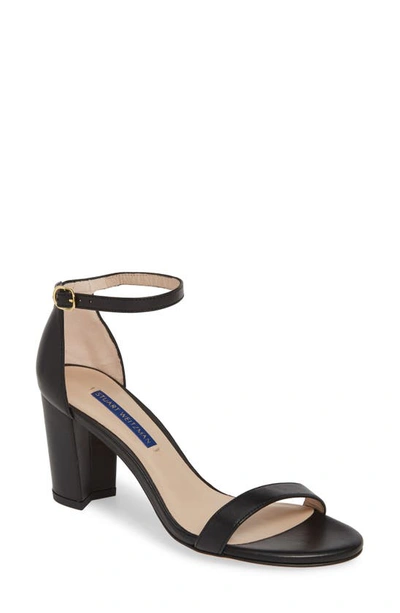 Stuart Weitzman Nearlynude Ankle Strap Sandal In Black