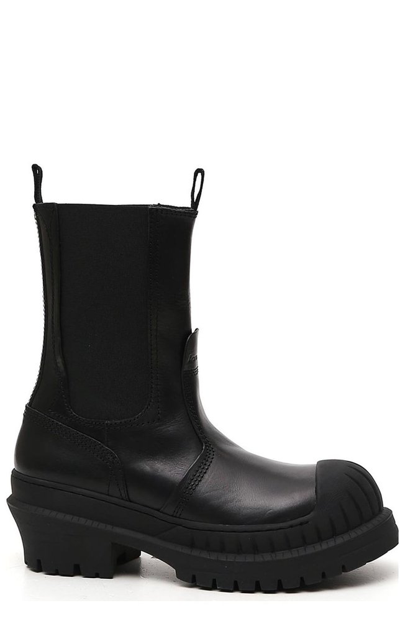 Acne Studios Round Toe Ankle Boots In Black
