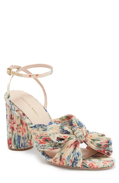 Loeffler Randall Camellia Pleated Knot Ankle-strap Sandals In Tanvf