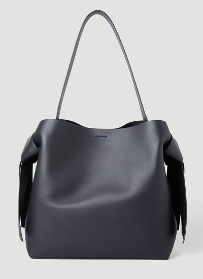 Acne Studios Logo Detailed Midi Shoulder Bag In Black