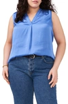 Vince Camuto V-neck Rumple Blouse In Blue Jay