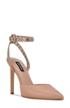 Nine West Timia Ankle Strap Pointed Toe Pump In Light Natural Leather