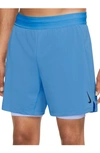 Nike Dry-fit 2-in-1 Pocket Yoga Shorts In Dutch Blue/ Light Marine/ Blk