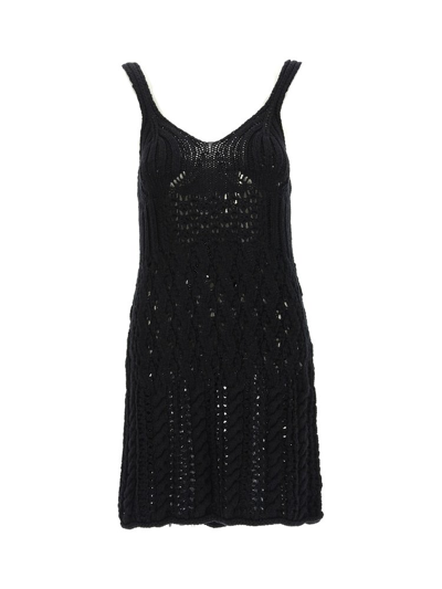 Acne Studios Sleeveless Cotton Knit Mini Dress In Black