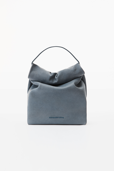 Alexander Wang Small Lunch Bag In Waxed Leather In Night Shadow