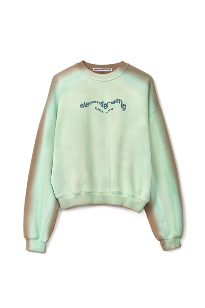 Alexander Wang Crewneck Sweatshirt In Garment Dyed Terry In Mint
