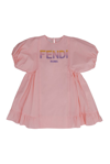 FENDI FENDI KIDS LOGO DETAILED BALLOON SLEEVED DRESS