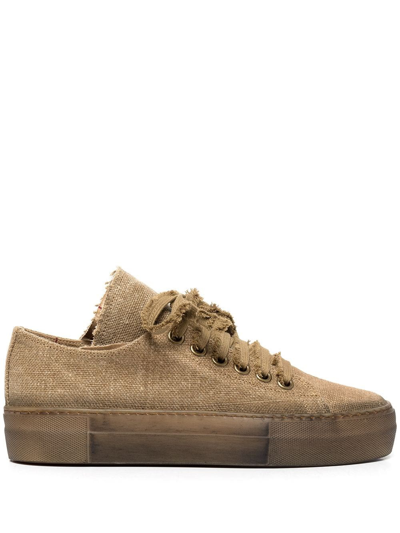 Uma Wang Lace-up Canvas Sneakers In Tan