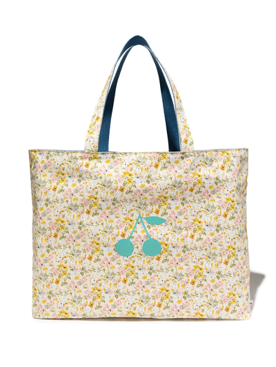 Bonpoint Kids' Floral-print Reversible Tote Bag In Yellow