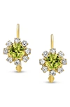 Bling Jewelry Flower Lever Back Earrings In Green