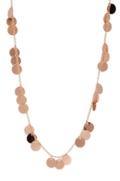 Rivka Friedman 18k Rose Gold Clad Satin Disc Necklace In White Rhodium Clad
