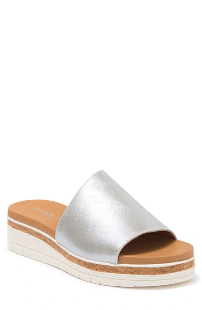 Adrienne Vittadini Provence Platform Slide Sandal In Silver