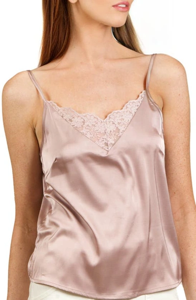 Nikki Lund Lace Trim Satin Camisole In Pink