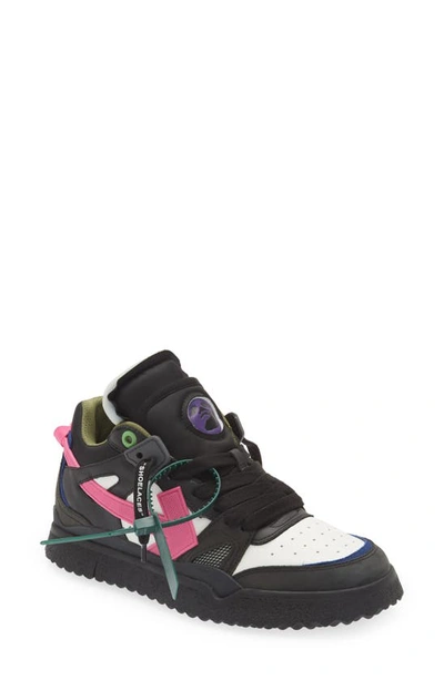 Off-white Men's Leather Mid-top Sponge Sole Sneakers In Black