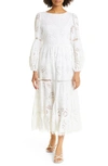 Kobi Halperin Zadie Long Sleeve Cotton Eyelet Dress In White
