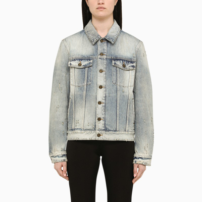 Saint Laurent Hilton Sky Blue Boyfriend Jacket In Denim