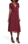Wayf Blouson Dress In Oxblood