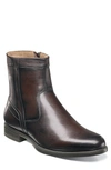 Florsheim Men's Midtown Plain Toe Zipper Boots Men's Shoes In Brown Leather