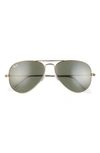 Ray Ban Standard Original 58mm Aviator Sunglasses In Gold/ Mirror