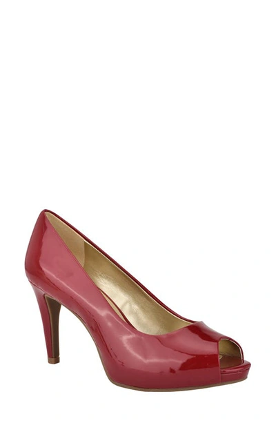 Bandolino Peep Toe Platform Pump In Rossy Red Patent - Mresy