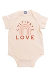 Polished Prints Cultivate Love Organic Cotton Bodysuit In Natural