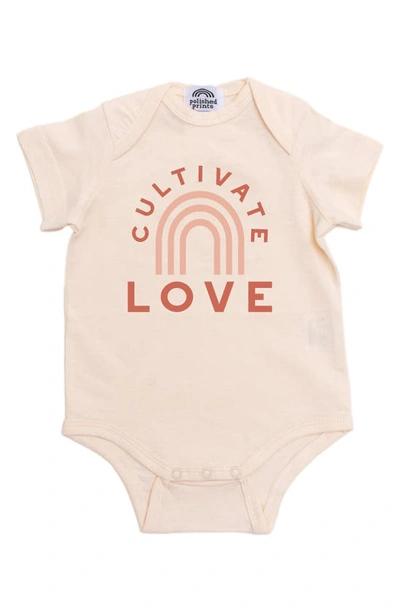 Polished Prints Babies' Cultivate Love Organic Cotton Bodysuit In Natural
