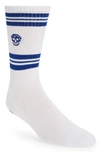 Alexander Mcqueen Stripe Skull Socks In Off White/ Blue