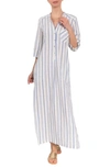 Everyday Ritual Tracey Stripe Cotton Nightgown In Blueberry