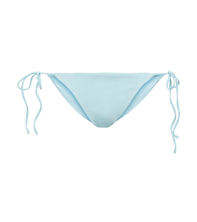 Jade Swim Ties Bikini Bottoms In Light Blue Sheen